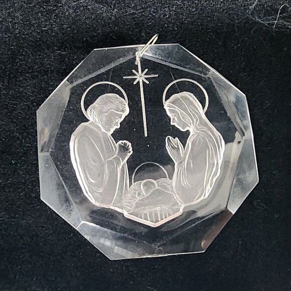 Vintage Comas Acrylic Christmas Ornaments Santa Tree Toddler Nativity Set of 5 - Picture 3 of 7